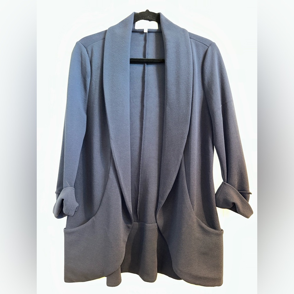 Elegant Women's Blue Open Front Blazer